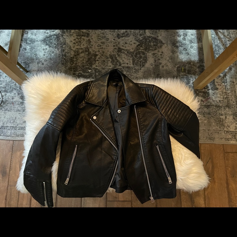 Petite Topshop faux leather jacket